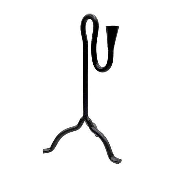 Hand Forged Wrought Iron Blacksmith Made Mid-Century Modern Candlestick Holder - Picture 9 of 10